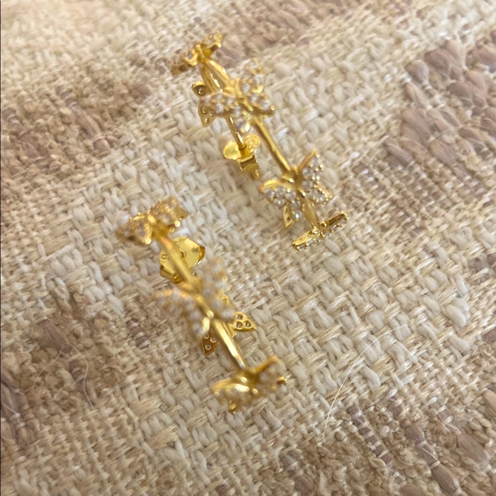 Anthropologie Elegant Gold Butterfly Earrings